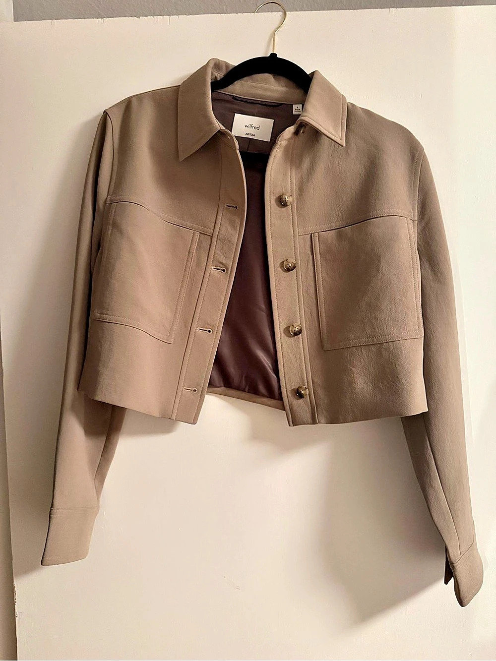 Aritzia Wilfred Little Cropped Jacket Nomad Taupe Size 4